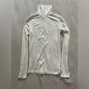 Outdoor Voices Ivory Turtleneck Ribbed Top